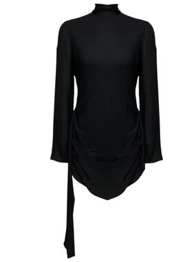 BRANDON MAXWELL BLACK SILK GEORGETTE RAINA DRESS